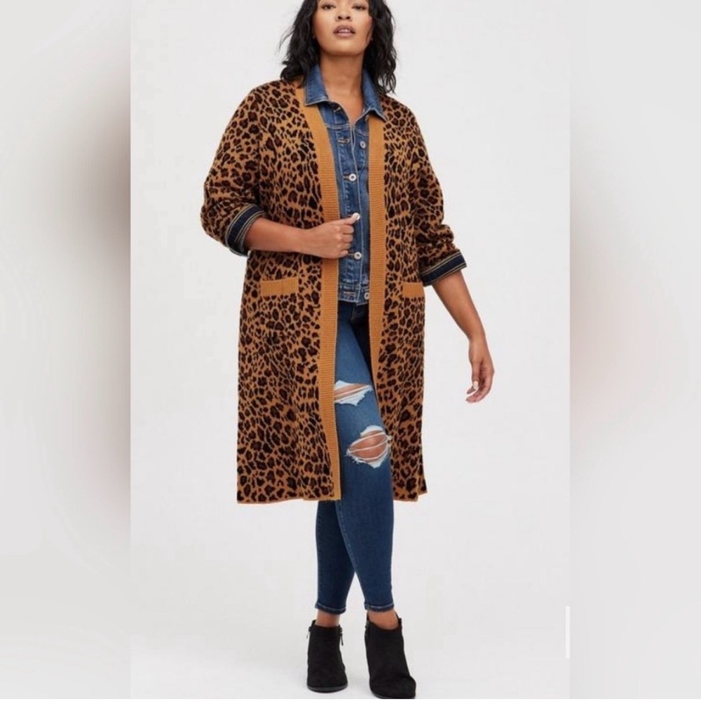 Torrid Open Front Duster: Leopard Print - image 4